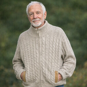 Vtg Orvis Cardigan Sweater Mens Large Wool Blend Grandad 90s Fisherman Grandpa